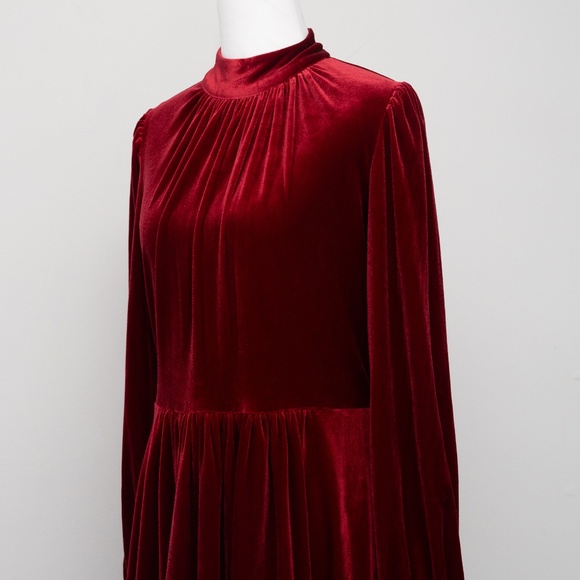 Calvin Klein Women's Velvet Mock-Neck A-Line Dress - Picture 10 of 13